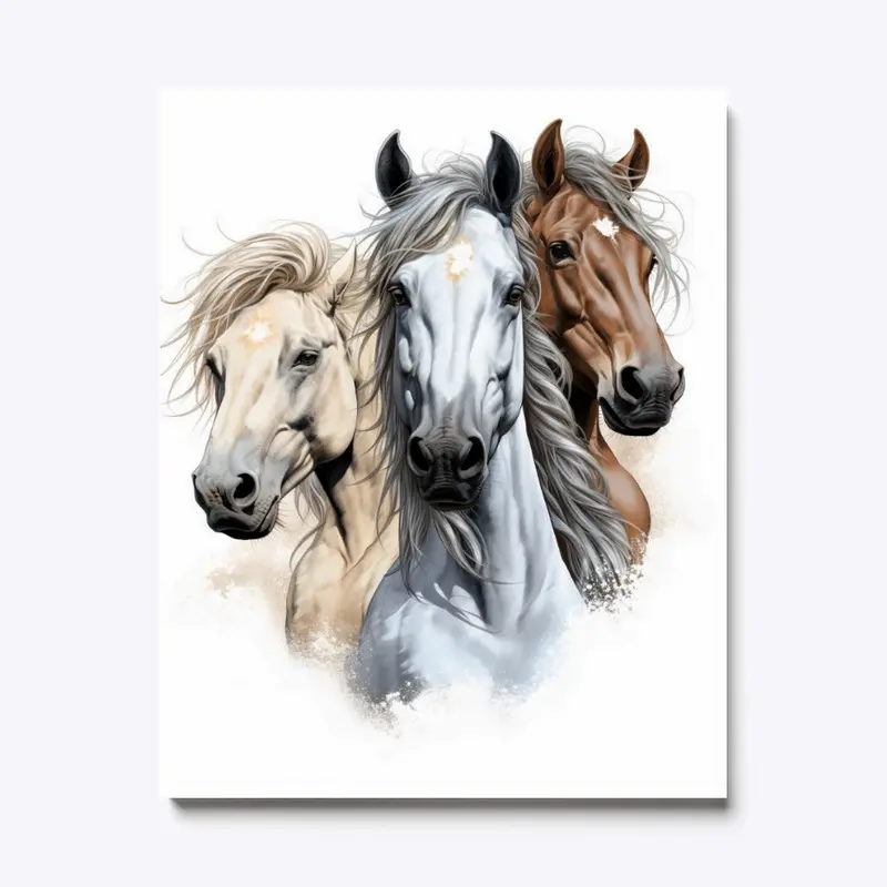 Beautiful HORSE Trio Canvas 