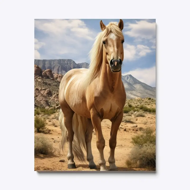 Beautiful Wild Palomino in the Mountains