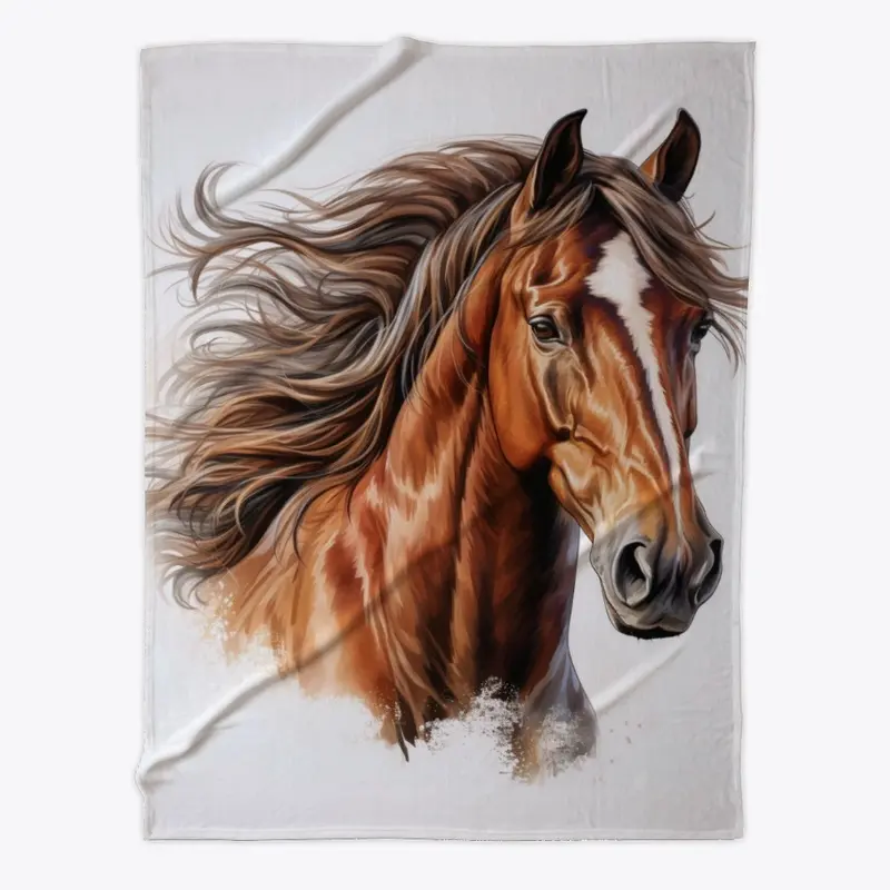 Chestnut Horse with star Fleece Blanket