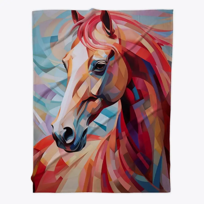 Abstract Horse Head Fleece Blanket #4