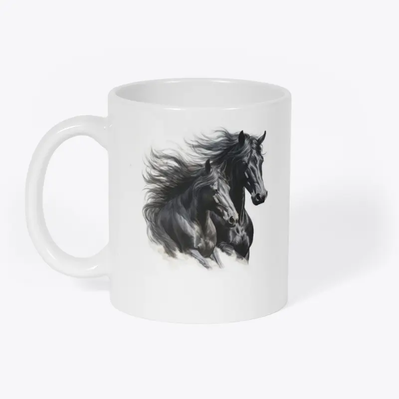 Pair of Black Horses #2 Coffee Mug Cup