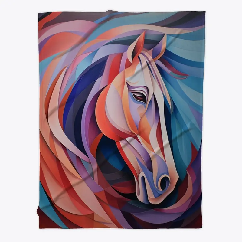 Abstract Horse Head Fleece Blanket #3