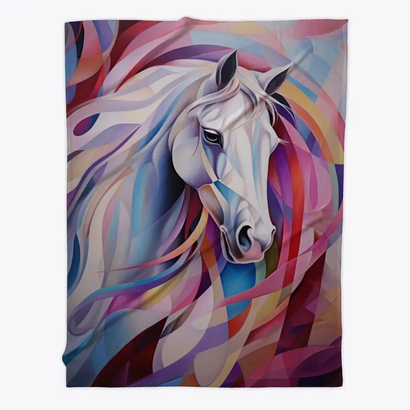 Abstract Horse Head Fleece Blanket #2