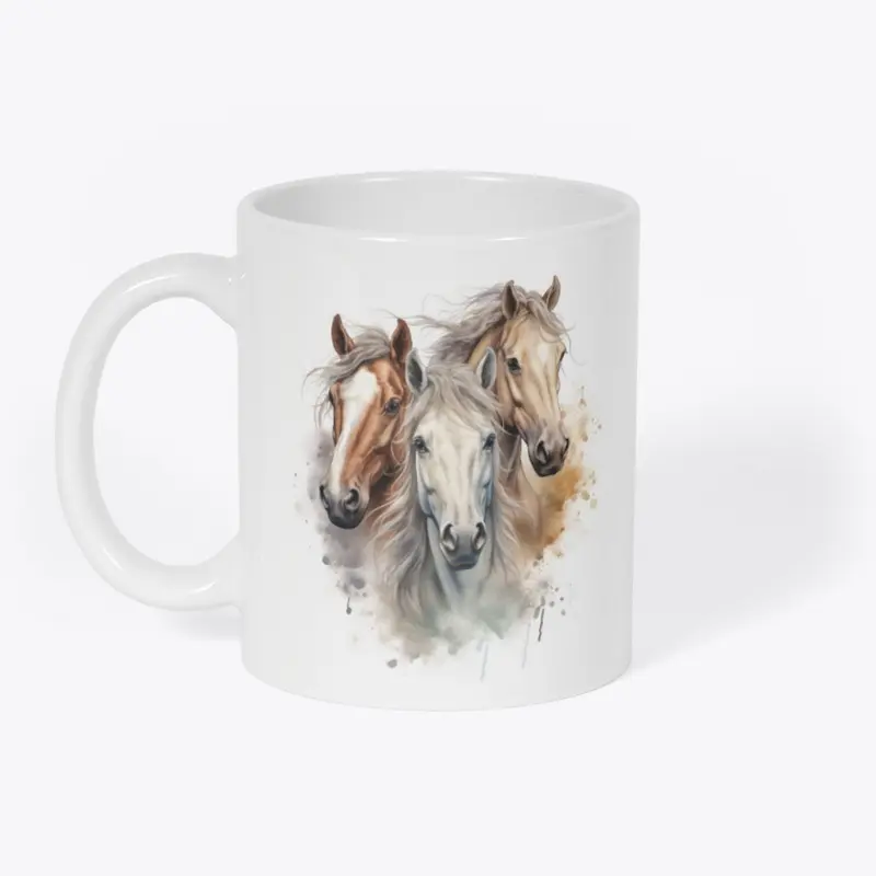 Trio of Horses Coffee Mug Cup