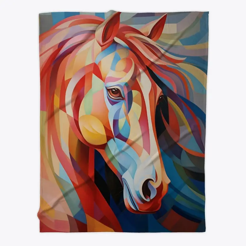 Abstract Horse Head Fleece Blanket